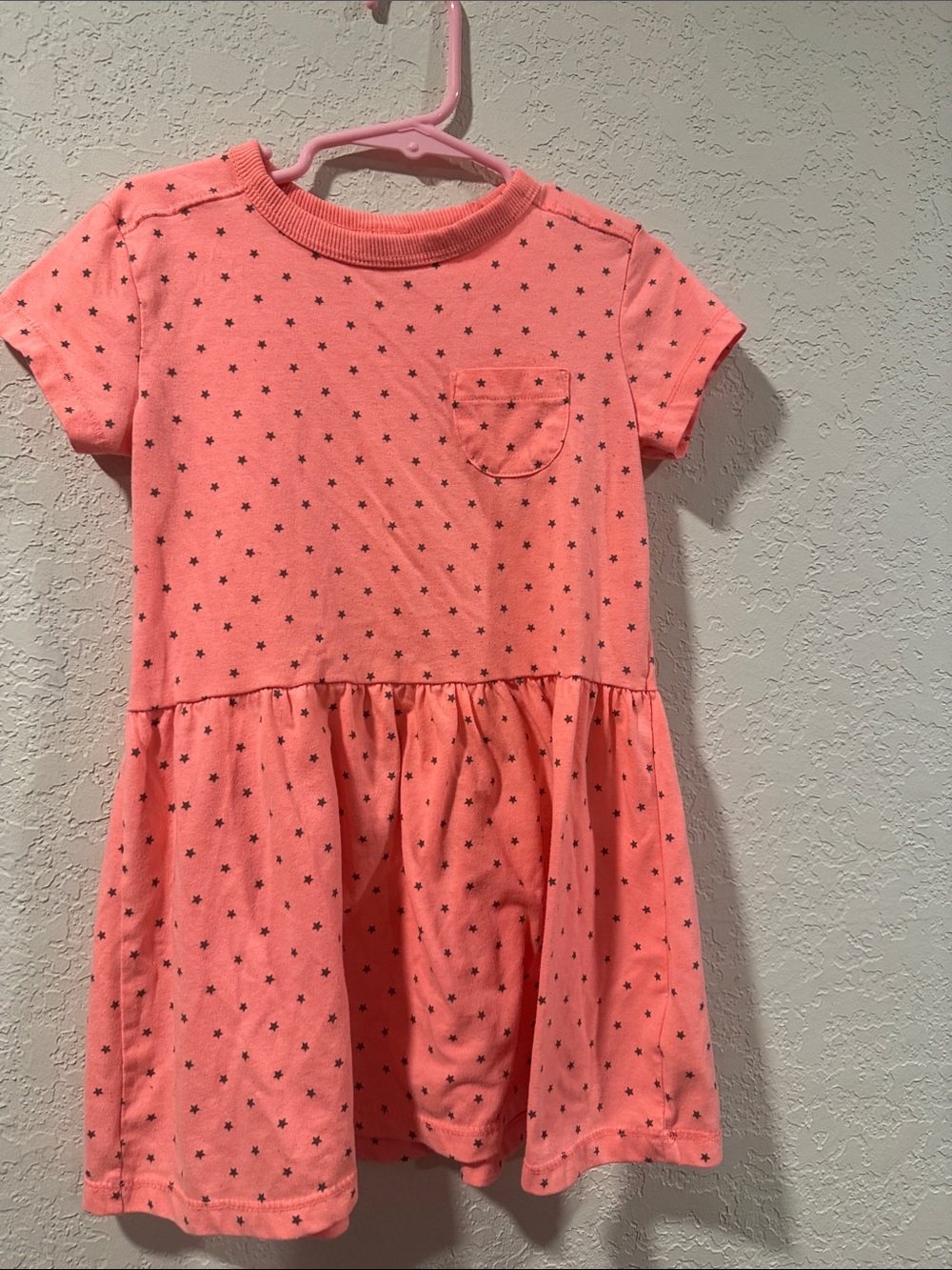 next Coral Pink Star-Print Short-Sleeve Pocket Dress 5t girls dress